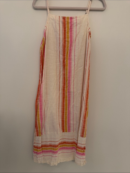 Rip Curl Dresses & Skirts - Rip curl Striped Cream linen Sundress with Pink & Orange Accents